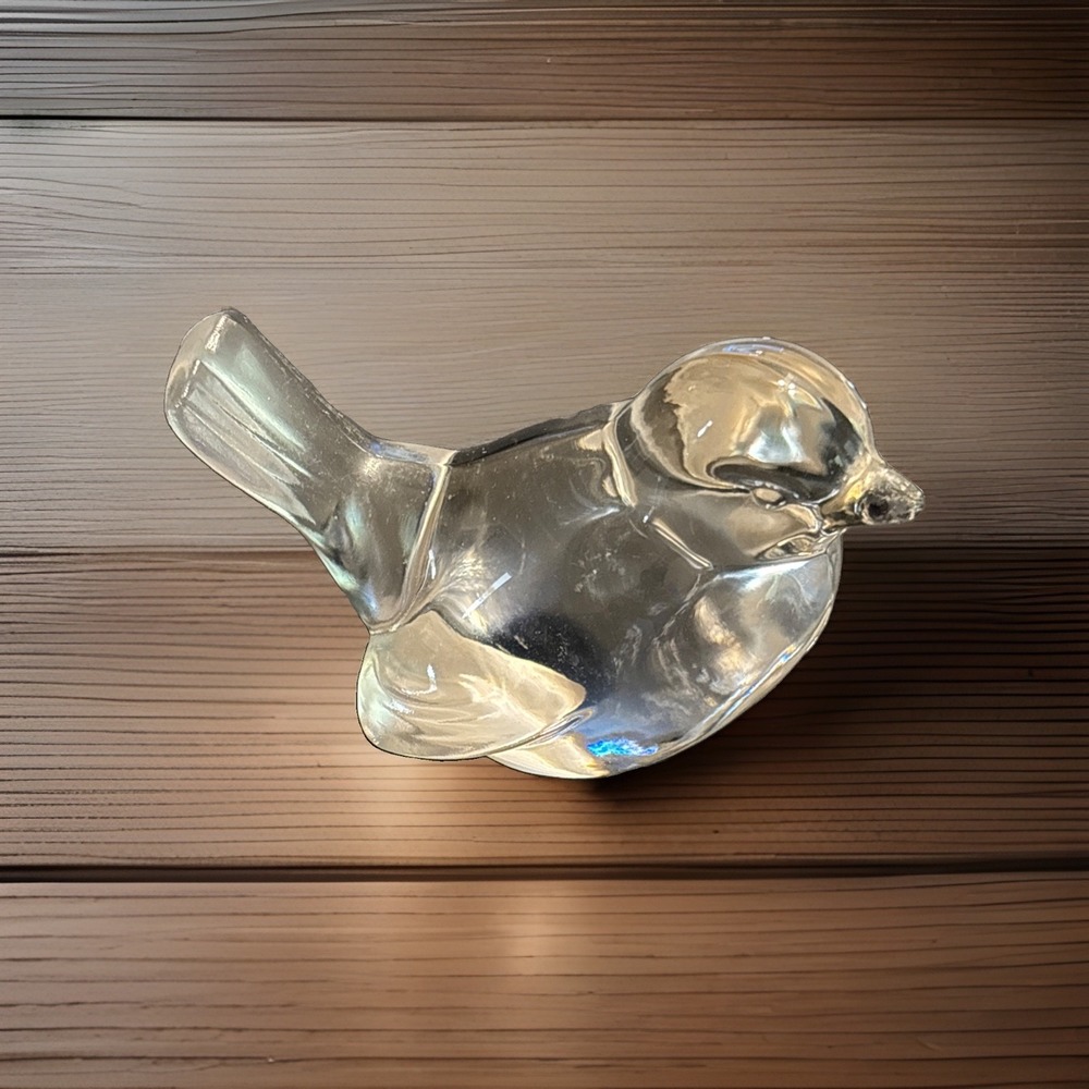 Vintage Fenton Clear Crystal Bird Figurine Collectible Sculpture Unmarked
